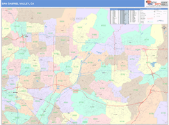 San Gabriel Valley Metro Area Digital Map Color Cast Style